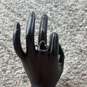 Sterling Silver stamped 925 Heart Ring - heart outline sits at an angle